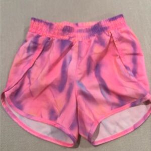 Pink tie dye running shorts girls